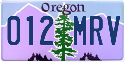 OR license plate 012MRV