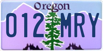 OR license plate 012MRY