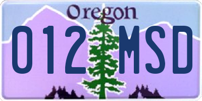 OR license plate 012MSD