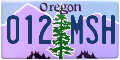 OR license plate 012MSH