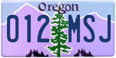 OR license plate 012MSJ
