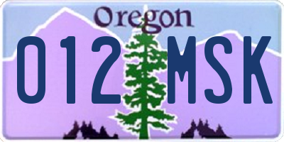 OR license plate 012MSK