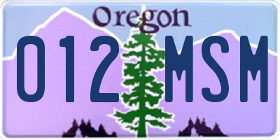 OR license plate 012MSM