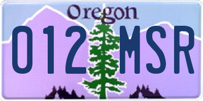 OR license plate 012MSR