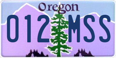 OR license plate 012MSS