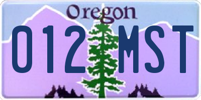 OR license plate 012MST