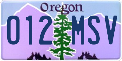 OR license plate 012MSV