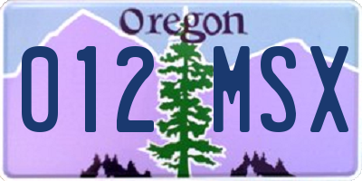 OR license plate 012MSX