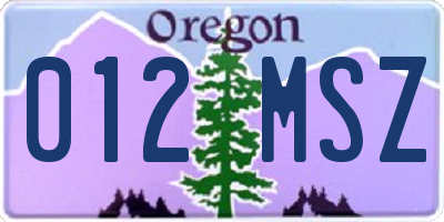 OR license plate 012MSZ