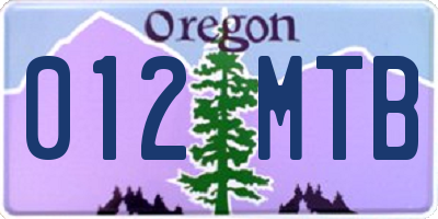 OR license plate 012MTB