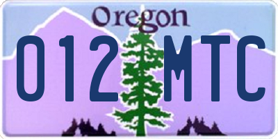OR license plate 012MTC