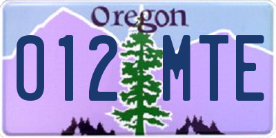 OR license plate 012MTE