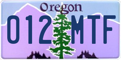 OR license plate 012MTF