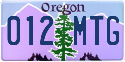 OR license plate 012MTG