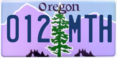 OR license plate 012MTH