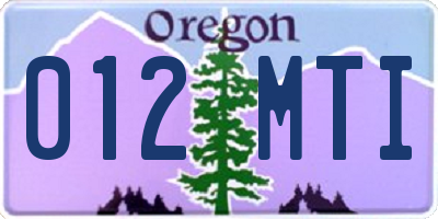 OR license plate 012MTI