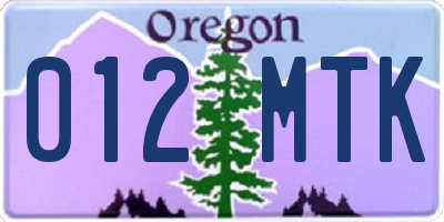 OR license plate 012MTK