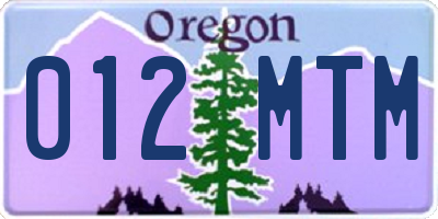 OR license plate 012MTM