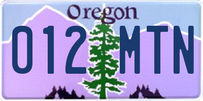 OR license plate 012MTN