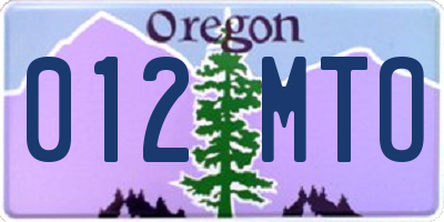 OR license plate 012MTO