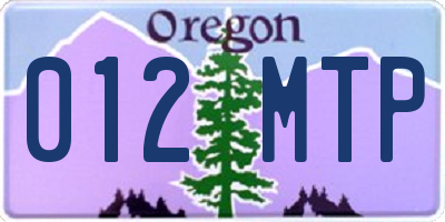 OR license plate 012MTP