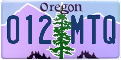 OR license plate 012MTQ