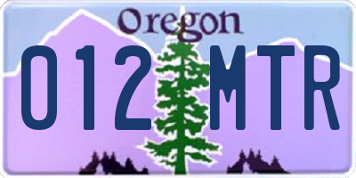 OR license plate 012MTR