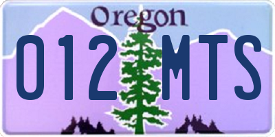 OR license plate 012MTS