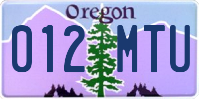 OR license plate 012MTU