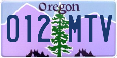 OR license plate 012MTV