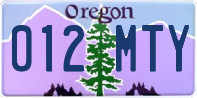 OR license plate 012MTY