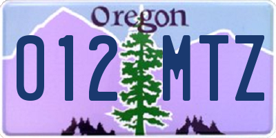 OR license plate 012MTZ