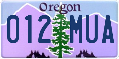 OR license plate 012MUA