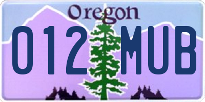 OR license plate 012MUB