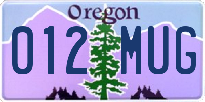 OR license plate 012MUG