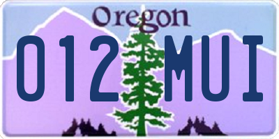 OR license plate 012MUI