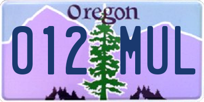OR license plate 012MUL