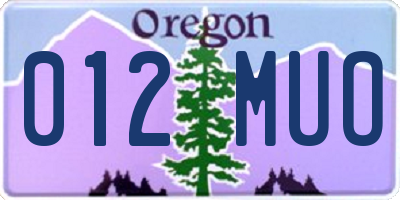 OR license plate 012MUO