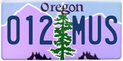 OR license plate 012MUS