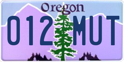 OR license plate 012MUT
