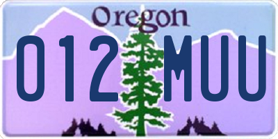 OR license plate 012MUU