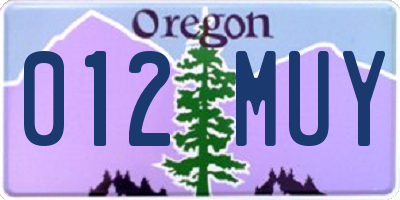 OR license plate 012MUY