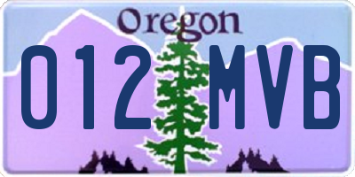OR license plate 012MVB