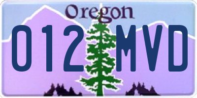 OR license plate 012MVD