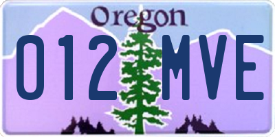 OR license plate 012MVE