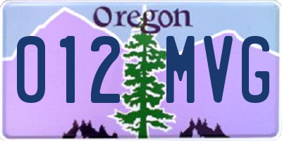 OR license plate 012MVG