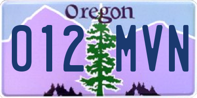 OR license plate 012MVN