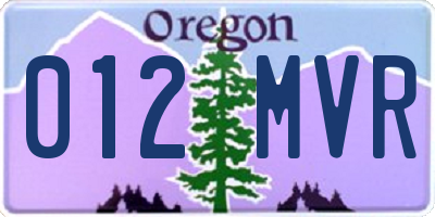 OR license plate 012MVR