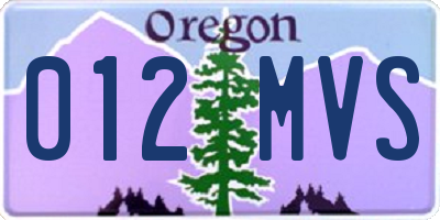 OR license plate 012MVS