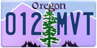 OR license plate 012MVT